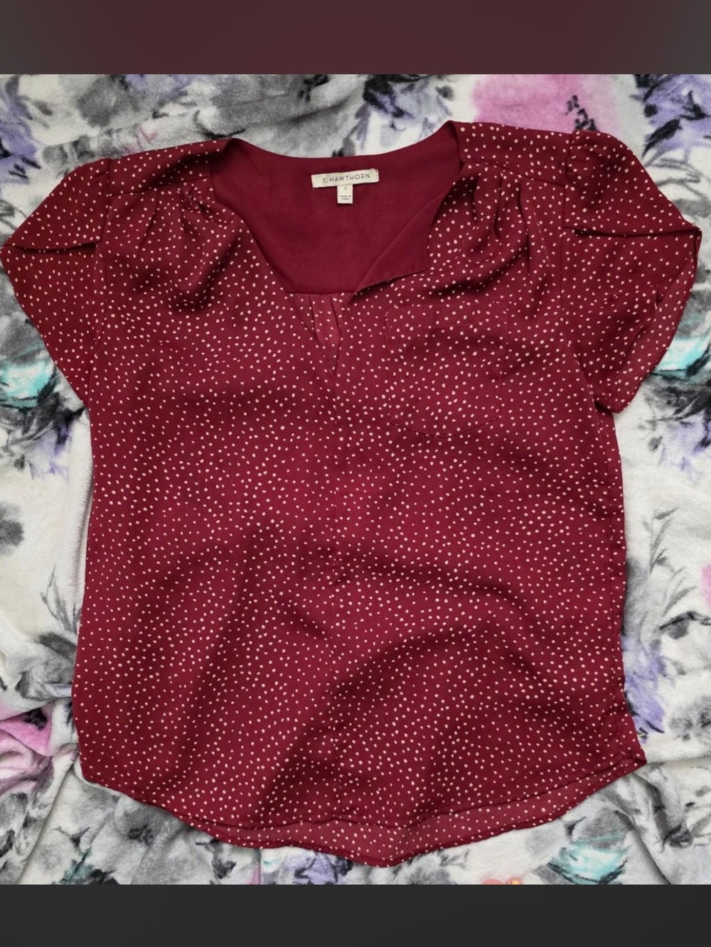41 Hawthorn Burgundy Polka Dot Blouse